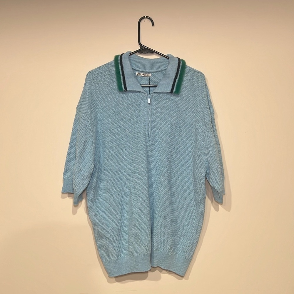 NWT Zara Knit Blue Shirt